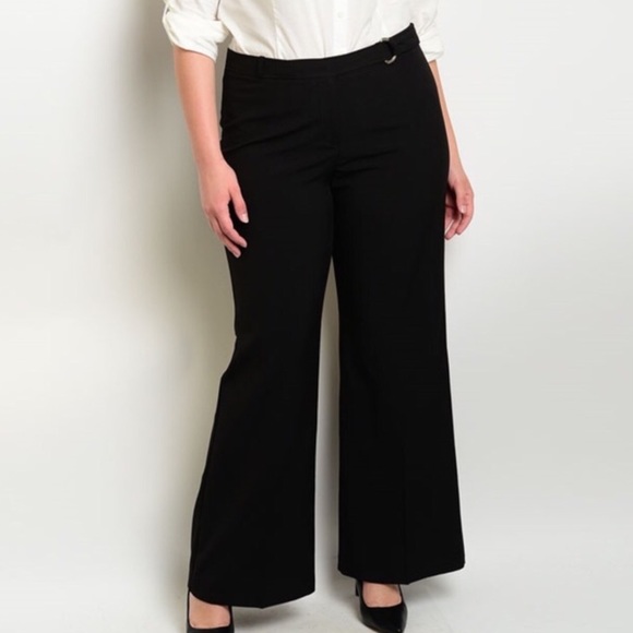 NEW Black Dress Pants Belt Attached Sizes 1X 2X - Picture 2 of 5